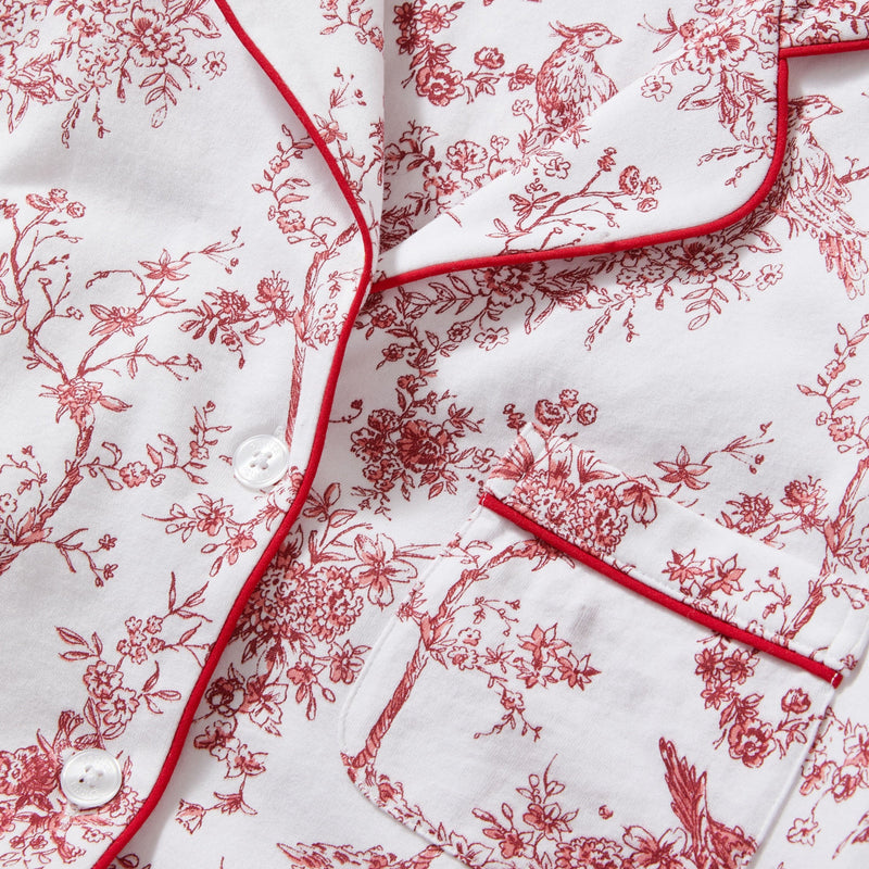 Petite Plume Pima Short Sleeve Short Set in Red Timeless Toile