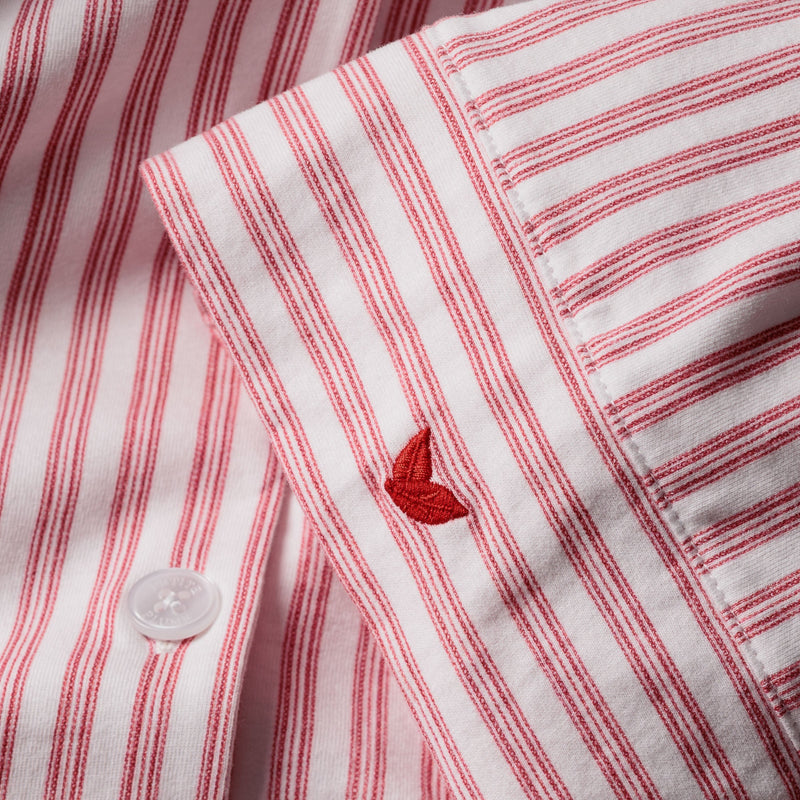 Petite Plume Olivia Wide Leg Pima Pajama Set in Antique Red Ticking