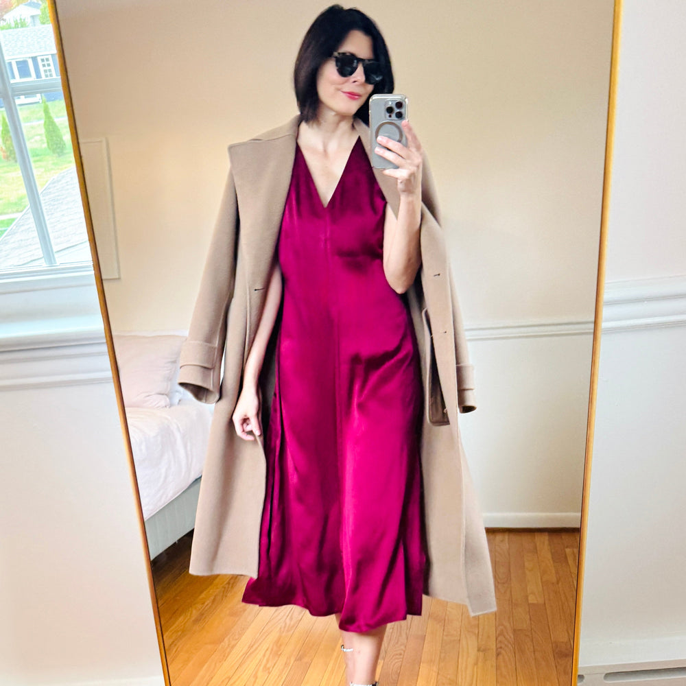 Woman wearing the sippy dress