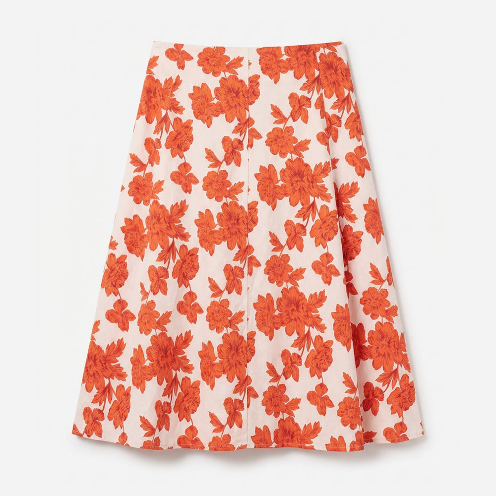 Floral skirt with orange flowers on a white background