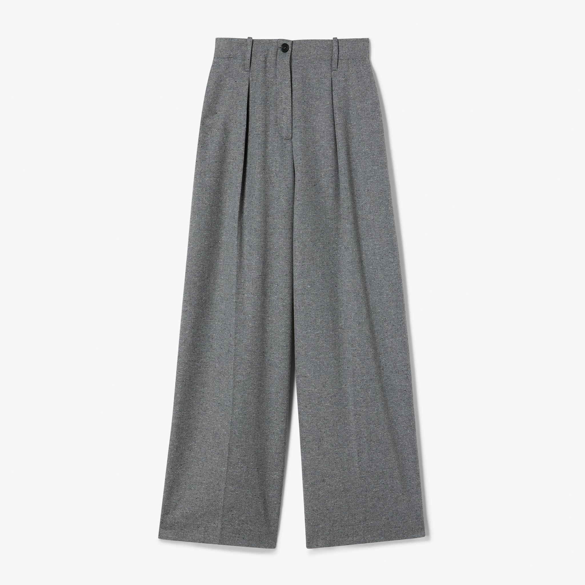 Gray wide-leg pants on a white background
