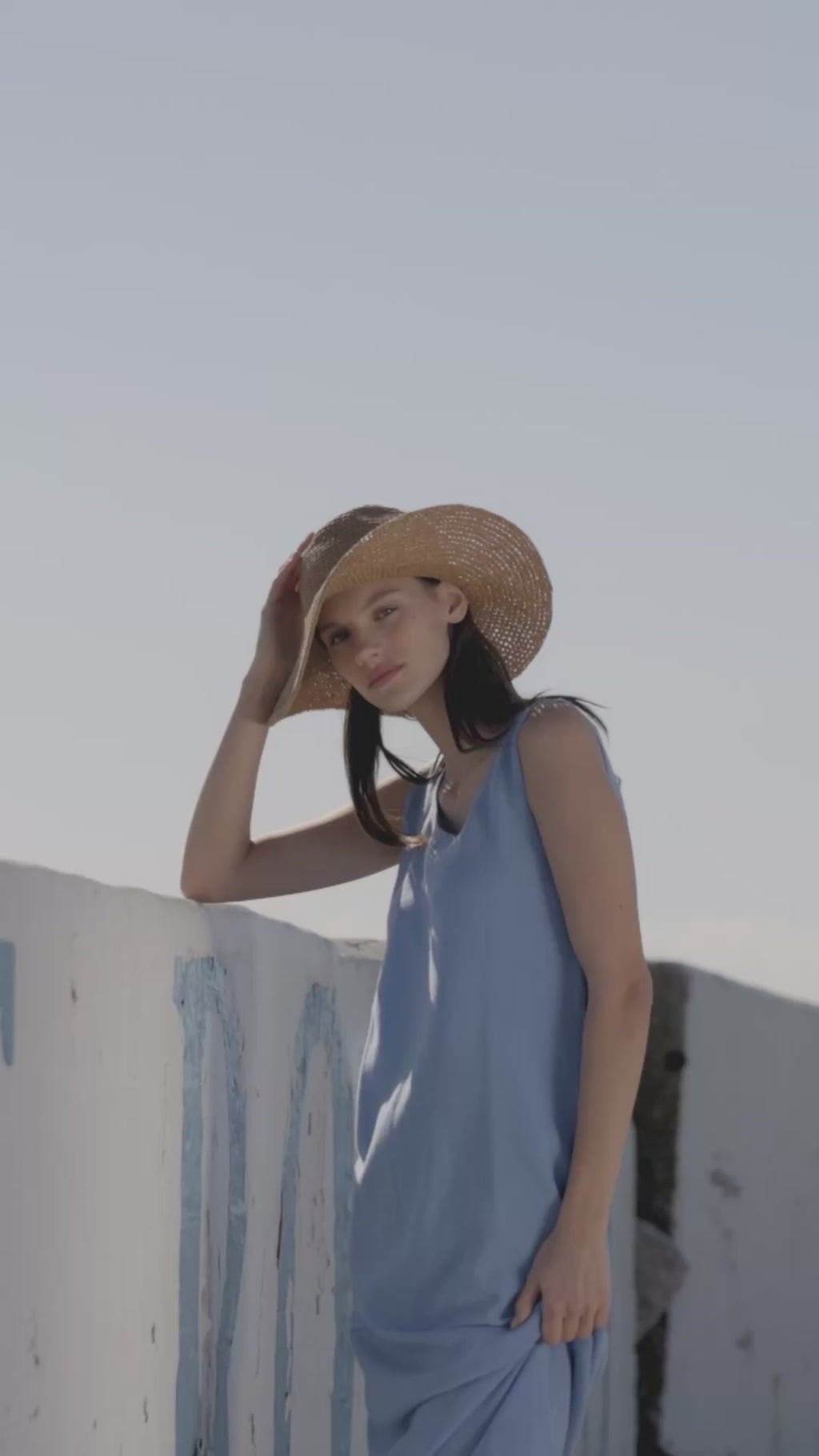 woman in blue dress