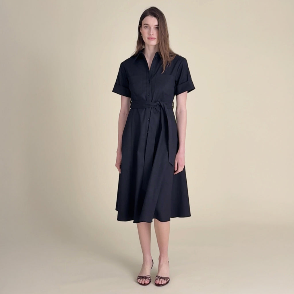 woman in black dress