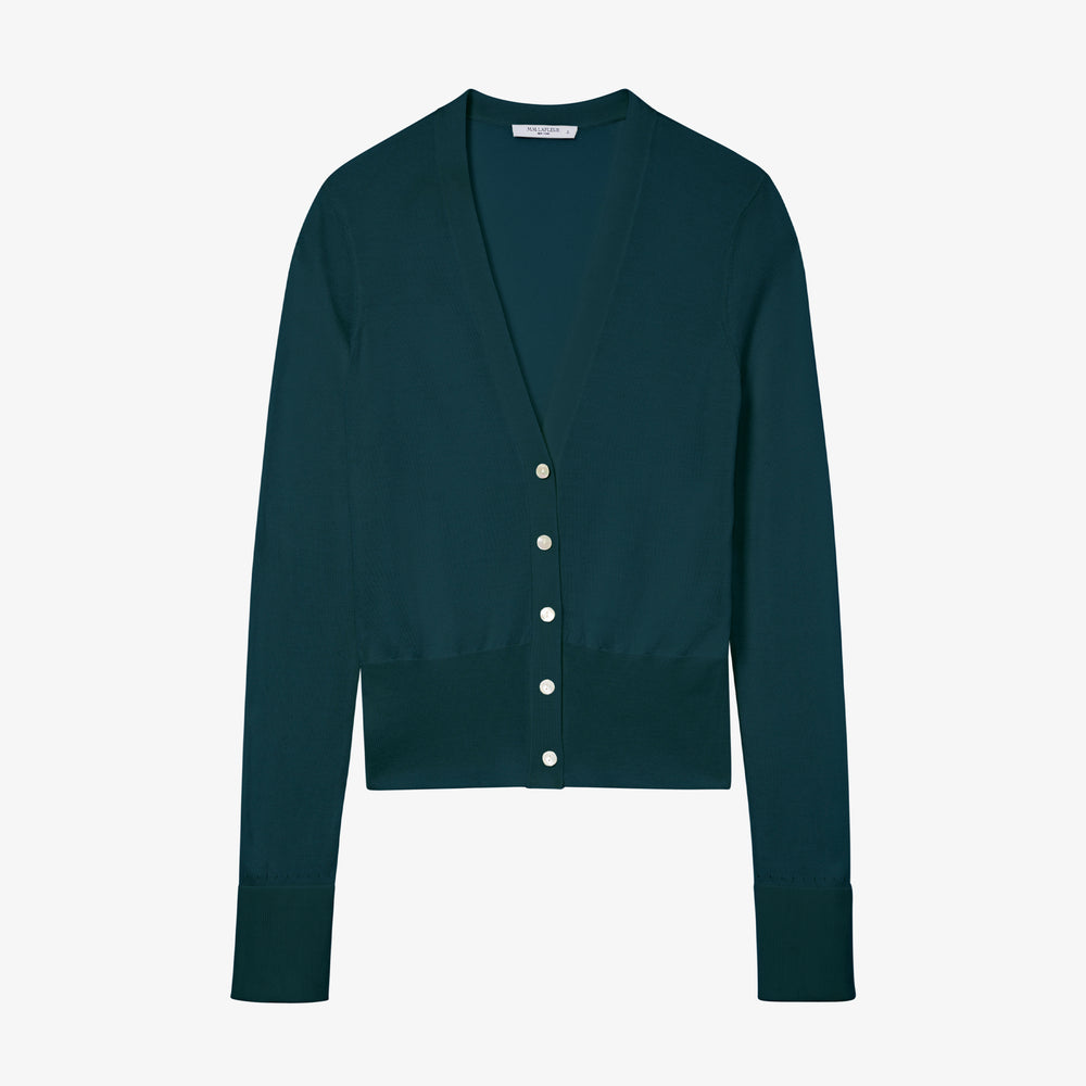 packshot image of the rory cardigan in deep sea